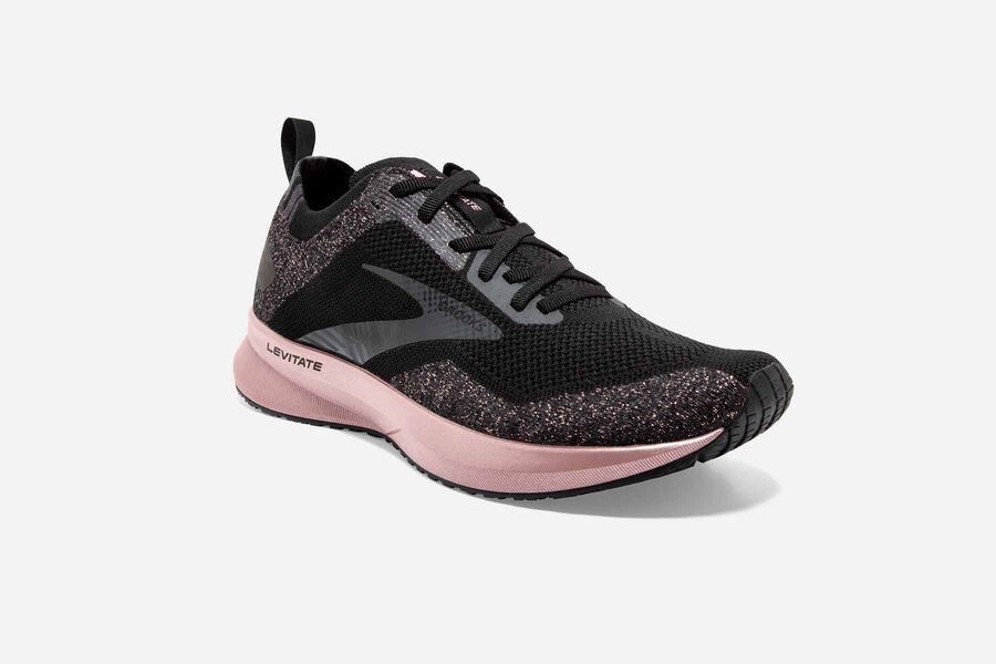 Brooks Running Shoes Womens Black/Pink - Levitate 4 Road - 6701-TZYAL